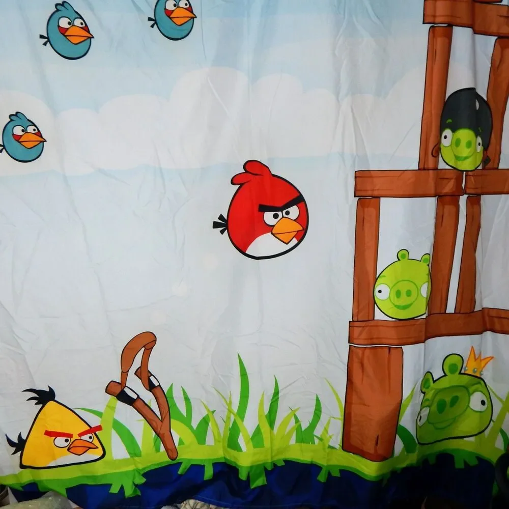Angry Birds Microfiber Shower Curtain 72 Inch Jay Franco Blue